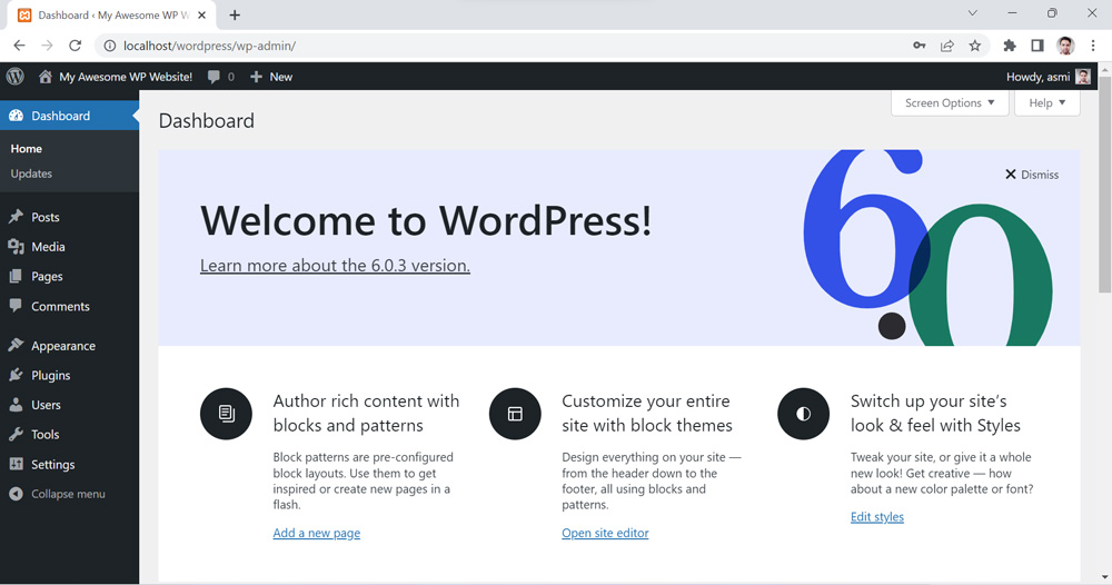WordPress welcome